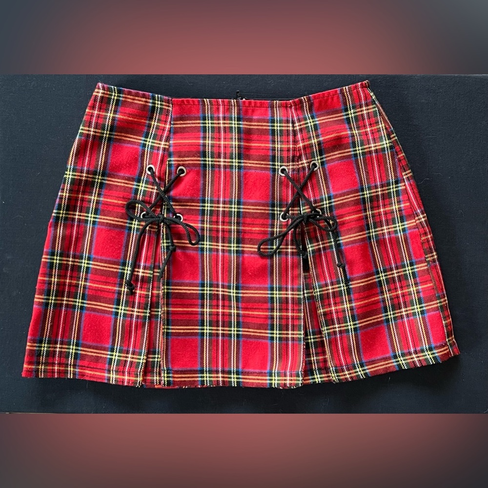 Lip Service Plaid Skirt w/laces